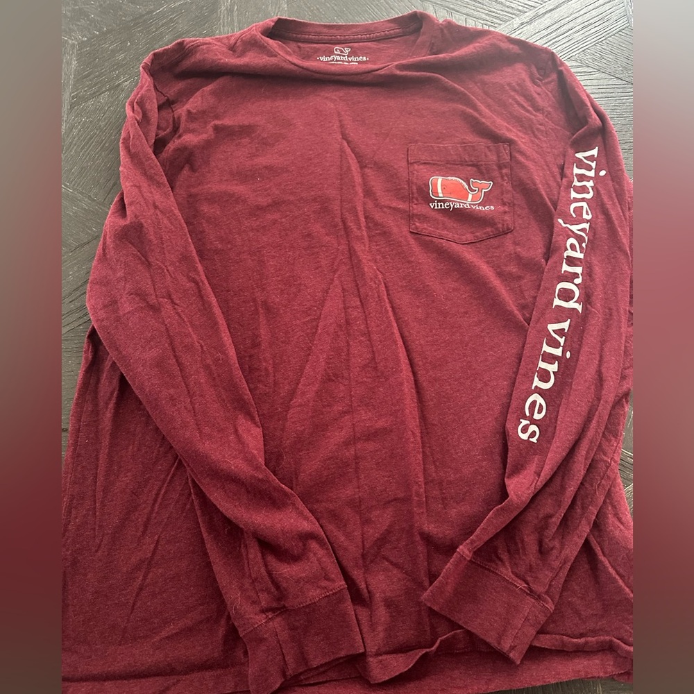 Vineyard Vines Men's Heathered Burgundy Long Sleeve Tee sizeM